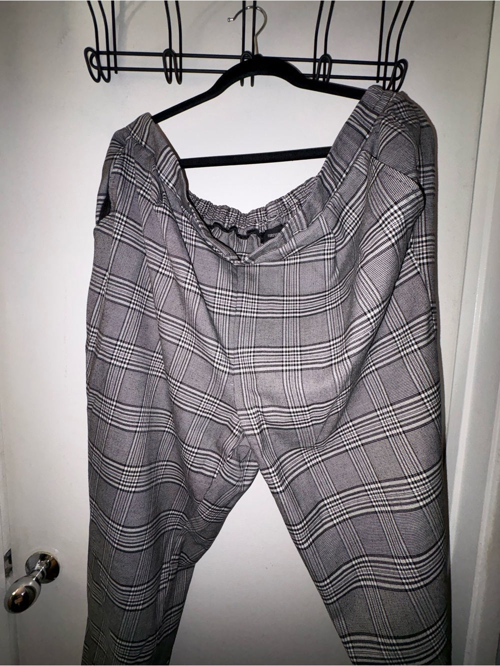 Women Gray Plaid Dress Pants